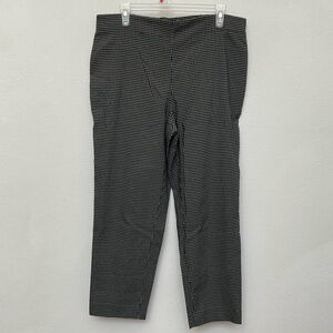 Dalia Black, White Grid Print Elastic Waist Pull On Cropped Dress Pants Size 18W